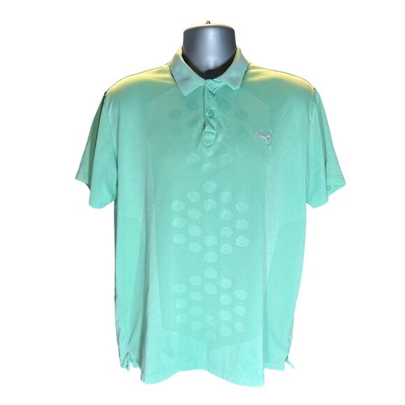 Puma Light Green Short Sleeve Performance Wear Polo Size L - Picture 1 of 8